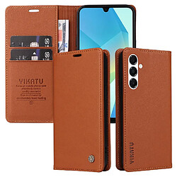 Acheter Flip Étui Pour Samsung Galaxy A26 5G Faux cuir et TPU entièrement mat Et Stand Fonctionnalité Avec Fentes à cartes Attraction magnétique forte Marron