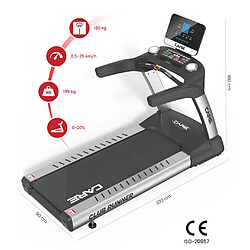 Care Tapis de course professionnel - 25km/h - - CLUB RUNNER LED