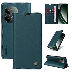 Avis Flip Étui Pour Realme GT 6 Attraction magnétique forte Et Stand Fonctionnalité Faux cuir et TPU entièrement mat Avec Fentes à cartes Bleu