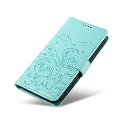 Acheter Compatible avec iPhone 16 Pro Max cas Poche Sangle de poignet Supports de fente pour carte Cuir Chien en relief Vert