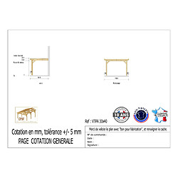CPBF Carport adossé toit plat 300cmx400cm, bois DOUGLAS Français (Charpente en bois-auvent-abri voiture) 12 m². Garantie 10 ans