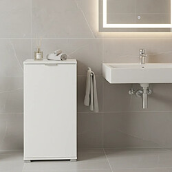 The White Stone Meuble Bas 1 Porte Blanc | Armoire Gain de Place Moderne avec Étagère Réglable | Préassemblé pour Salle de Bain, Buanderie, Entrée, Bureau et Balcon