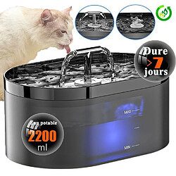 DZMDIP Fontaine à Eau pour Chat– 2,2 L – Fontaine à Eau Automatique pour Chat – Super Silencieuse, pour Chiens et Autres Animaux