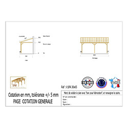 CPBF Carport adossé une pente 300cmx650cm, bois DOUGLAS Français (Charpente en bois-auvent-abri voiture) 20 m². Garantie 10 ans