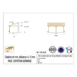 CPBF Carport adossé une pente 350cmx500cm, bois DOUGLAS Français (Charpente en bois-auvent-abri voiture) 18 m². Garantie 10 ans