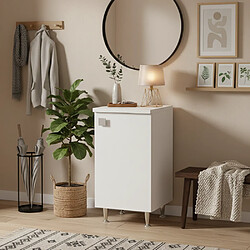The White Stone Meuble Bas 1 Porte Droite Blanc Frêne | Armoire Multiusage avec Pieds en Métal | Profondeur 50 cm | Préassemblé pour Salle de Bain, Buanderie, Entrée