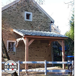 CPBF Carport adossé une pente 500cmx400cm, bois DOUGLAS Français (Charpente en bois-auvent-abri voiture) 20 m². Garantie 10 ans