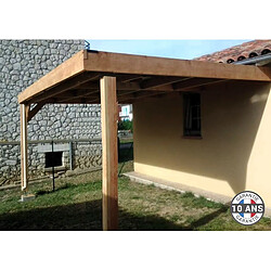 CPBF Carport adossé toit plat 500cmx400cm, bois DOUGLAS Français (Charpente en bois-auvent-abri voiture) 20 m². Garantie 10 ans