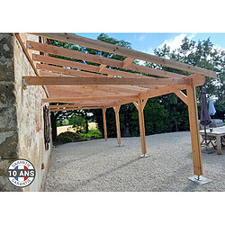 CPBF Carport adossé une pente 300cmx950cm, bois DOUGLAS Français (Charpente en bois-auvent-abri voiture) 29 m². Garantie 10 ans