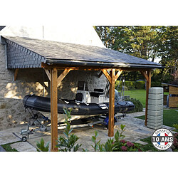 CPBF Carport adossé une pente 300cmx500cm, bois DOUGLAS Français (Charpente en bois-auvent-abri voiture) 18 m². Garantie 10 ans