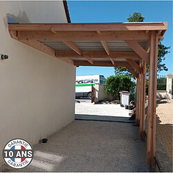 CPBF Carport adossé toit plat 400cmx450cm, bois DOUGLAS Français (Charpente en bois-auvent-abri voiture) 18 m². Garantie 10 ans