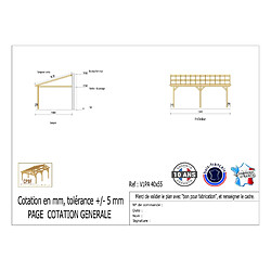 CPBF Carport adossé une pente 400cmx550cm, bois DOUGLAS Français (Charpente en bois-auvent-abri voiture) 22 m². Garantie 10 ans