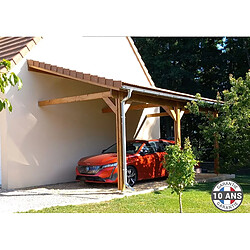 CPBF Carport adossé une pente 300cmx450cm, bois DOUGLAS Français (Charpente en bois-auvent-abri voiture) 14 m². Garantie 10 ans