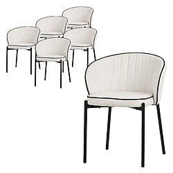ML-Design Set de 6 chaises de salle à manger beige assise en tissu et corps en métal