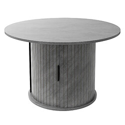 ML-Design Table basse ronde 80 cm porte coulissante aspect béton avec espace de rangement
