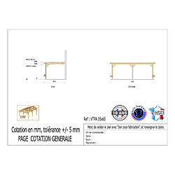 CPBF Carport adossé toit plat 350cmx650cm, bois DOUGLAS Français (Charpente en bois-auvent-abri voiture) 23 m². Garantie 10 ans