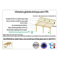 Avis CPBF Carport adossé une pente 350cmx650cm, bois DOUGLAS Français (Charpente en bois-auvent-abri voiture) 23 m². Garantie 10 ans
