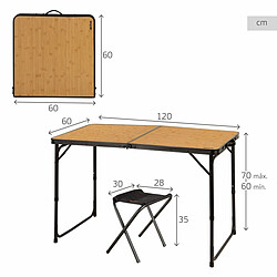 Aktive Table de jardin repas carrée - Marron
