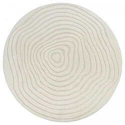 UnAmourDeTapis Tapis rond LYN9 SPIRATRI Ø 240 cm Crème Tapis facile d'entretien idéal pour salon