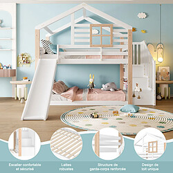Acheter DZMDIP lit enfant 90 x 200 cm avec toboggan et escalier, lit superposer 2 place avec barrière de sécurité et rangement, certifié 747