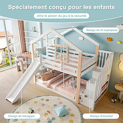 Avis DZMDIP lit enfant 90 x 200 cm avec toboggan et escalier, lit superposer 2 place avec barrière de sécurité et rangement, certifié 747