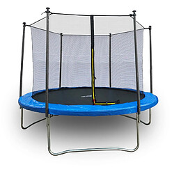Jump4Fun Trampoline pour enfant 10Ft ø305cm avec coussin de protection Bleu, Echelle et Filet de sécurité