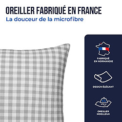 Acheter Colas Normand Oreiller moelleux aux motifs vichy gris 60X60cm