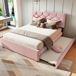 modfu Lit gigogne 140x200 cm, en velours, rose