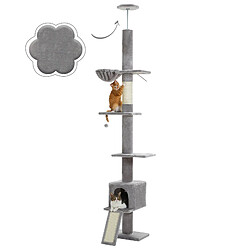 PAWZ Road Arbre à Chat Réglable en Hauteur 216-273 cm Gris