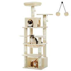 PAWZ Road Arbre à Chat Géant 164 cm avec Griffoir et Condo Beige M