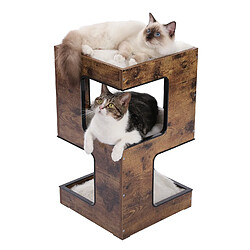 PAWZ Road Arbre à Chat en Bois à Deux Niveaux Marron