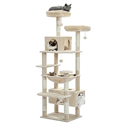 PAWZ Road Arbre à Chat Géant 184 cm avec Griffoir et Condo Beige L