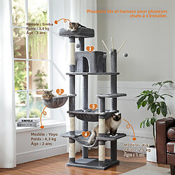 Pawz road Arbre à chat 7 niveaux - 170 cm - Gris foncé pas cher
