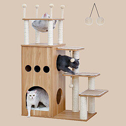 PAWZ Road Arbre à Chat Luxueux en Bois 130 cm Beige