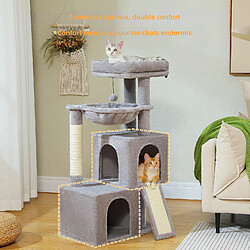 Pawz road Arbre à chat avec niches - 104 cm - Gris pas cher