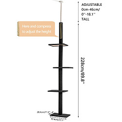 PAWZ Road Arbre à Chat Gothique du Sol au Plafond 220-305 cm Noir pas cher