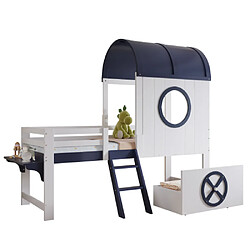 Acheter modfu Lit mezzanine 90x200 cm avec tiroir et échelle, en bois, blanc