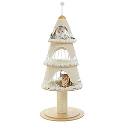 PAWZ Road Arbre à chat sapin de Noël 130 cm Blanc Neige