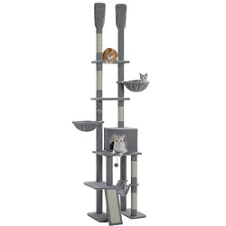 PAWZ Road Arbre à Chat du Sol au Plafond 216-285 cm Gris