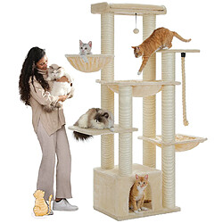 PAWZ Road Grand Arbre à Chat 170 cm avec Griffoirs XXL Beige