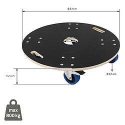 Ecd Germany Chariot de transport à roulettes pivotantes 2 freins 800kg de charge rond Ø 67cm pas cher