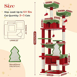 PAWZ Road Arbre à Chat Géant 184 cm avec Griffoir et Condo Noël L