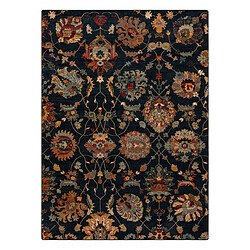 RUGSX Tapis en laine OMEGA LATICA fleurs bleu foncé 135x200 cm