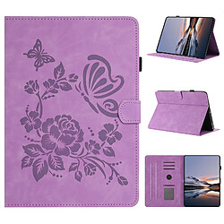 Étui pour tablette en cuir gaufré à motif papillon et fleur pour Amazon Kindle 11th 2022 2024-Violet