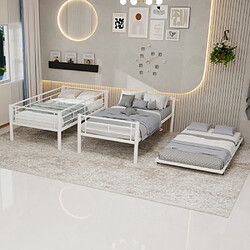 modfu Lit superposé 90x190 cm avec barrière de sécurité, en fer, blanc