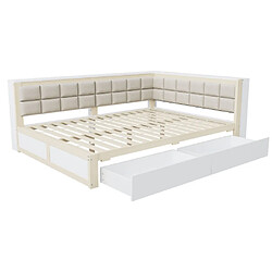 modfu Lit adulte 140x200 cm avec grand tiroir, en bois, naturel pas cher
