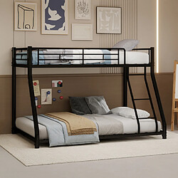 modfu Lit superposé 90x190 cm avec barrière de sécurité sur toute la longueur, en fer, noir