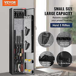 Vevor Armoire 5 fusils, coffre-fort empreinte/clés, étagère amovible, support pistolets