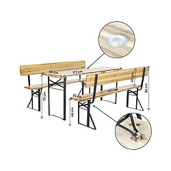Avis Habitat Et Jardin Salon de jardin set brasserie en bois avec dossier [ ]Lisbonne[ ] - 180 cm - Marron