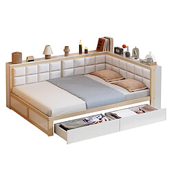 Acheter modfu Lit adulte 140x200 cm avec grand tiroir, en bois, naturel